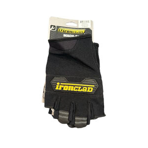 Ironclad Work Gloves Mach-5 Performance Large Black Padded Fingerless NWT